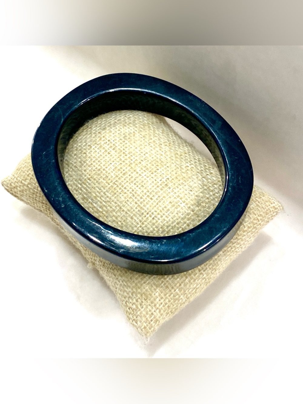 Oval Deep Black Bangle Bracelet
